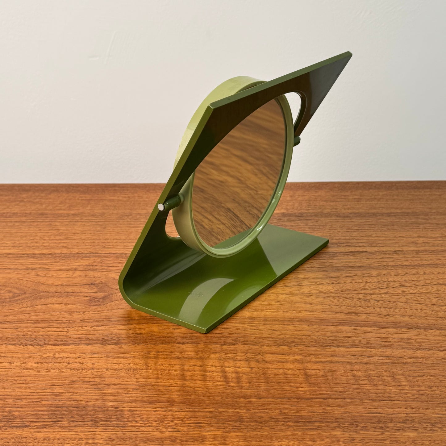 1970s green plastic table mirror