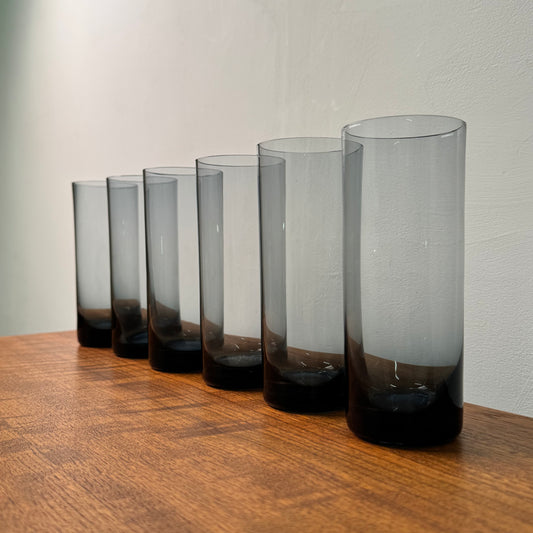 1960s thin walled grey drinking glasses