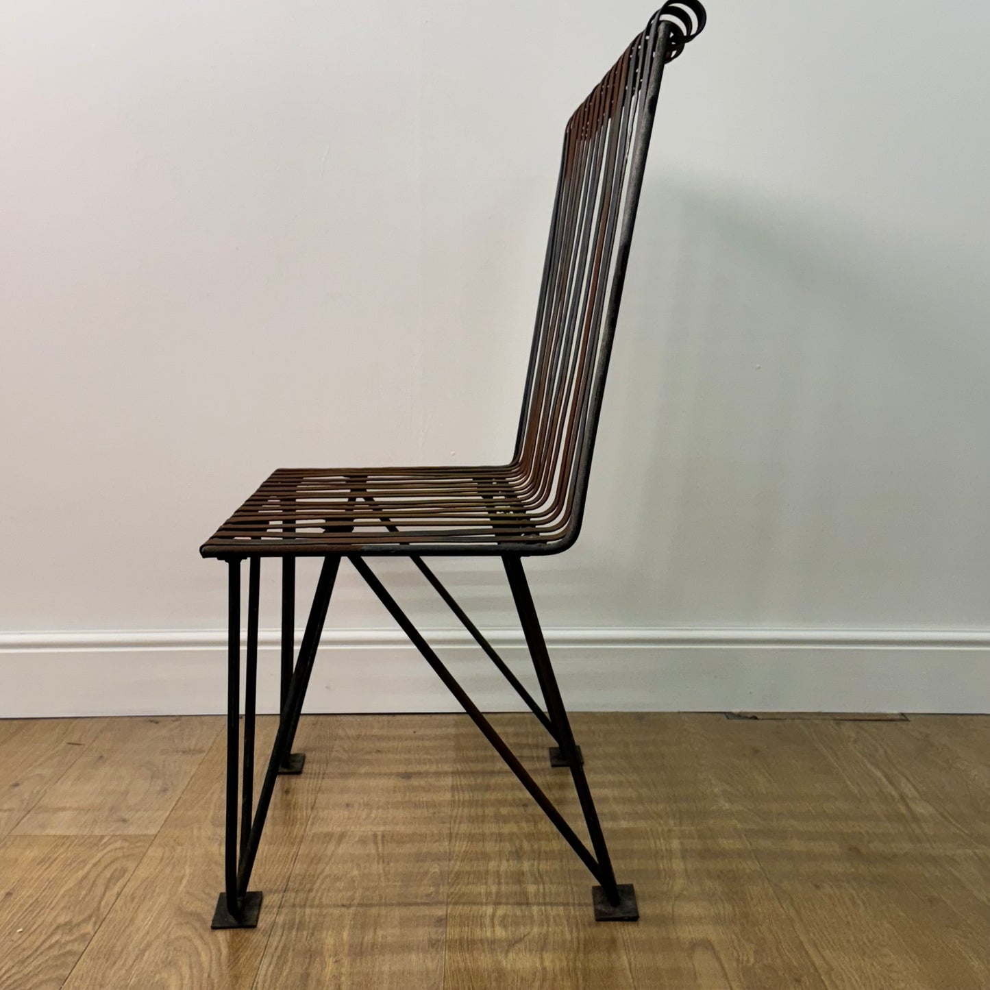 Vintage slatted steel bench