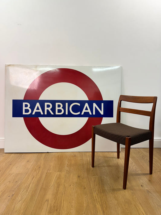 Huge vintage enamel Barbican underground sign