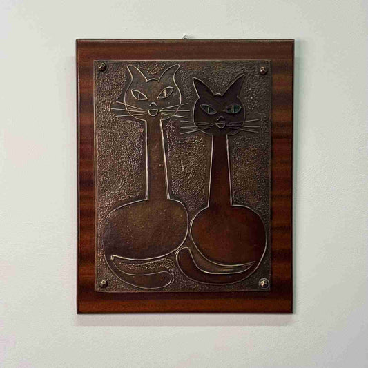 1960s copper picture depicting two cats