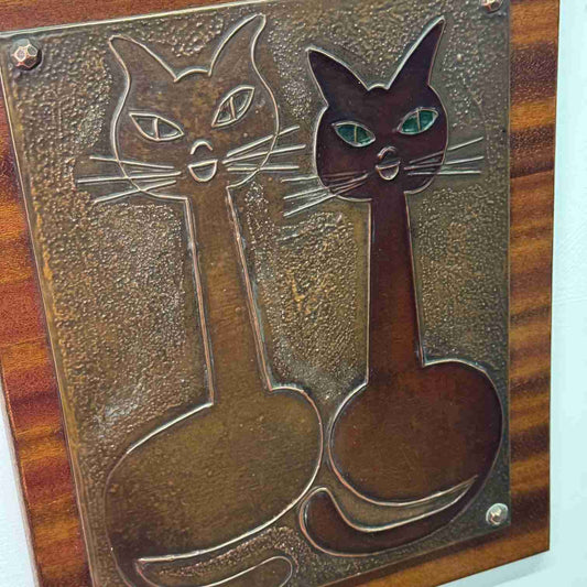 1960s copper picture depicting two cats