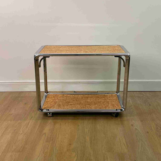 1970s Chrome trolley table with laminate top
