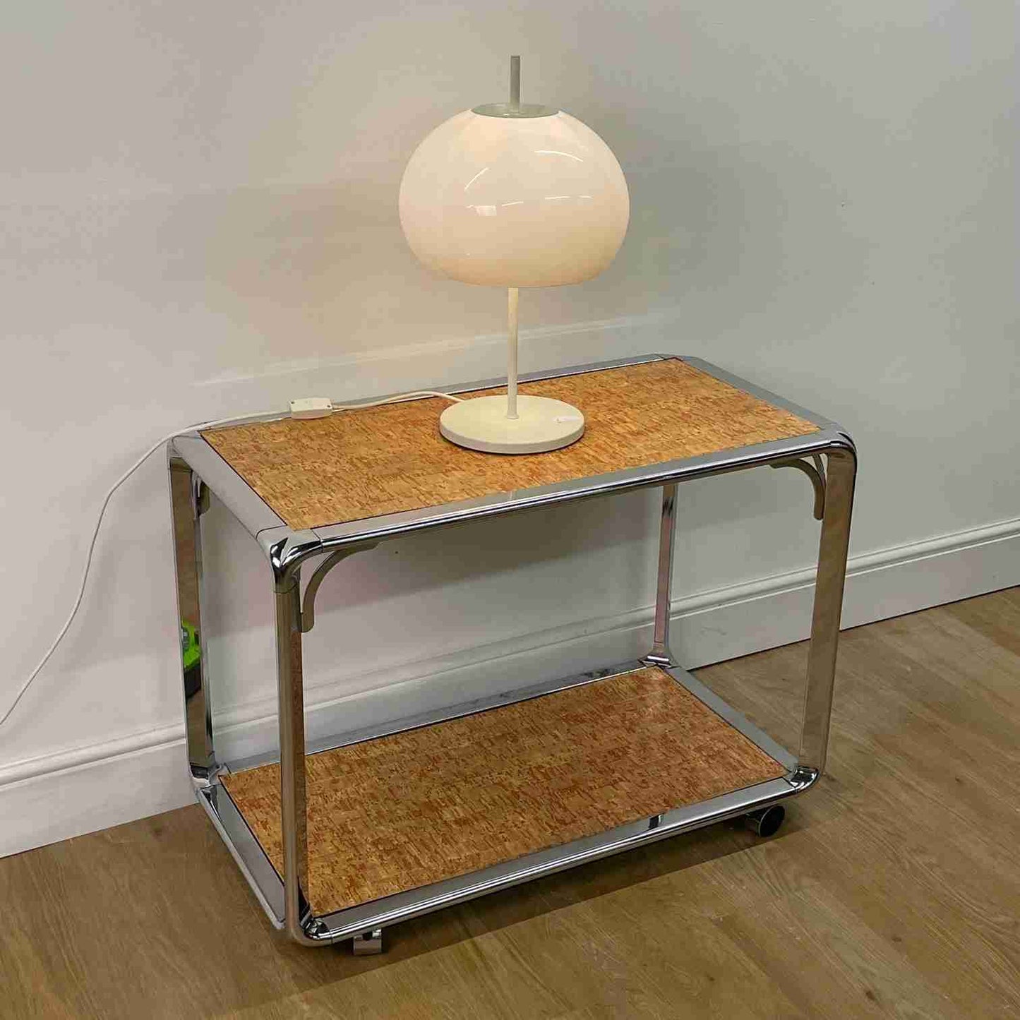 1970s Chrome trolley table with laminate top