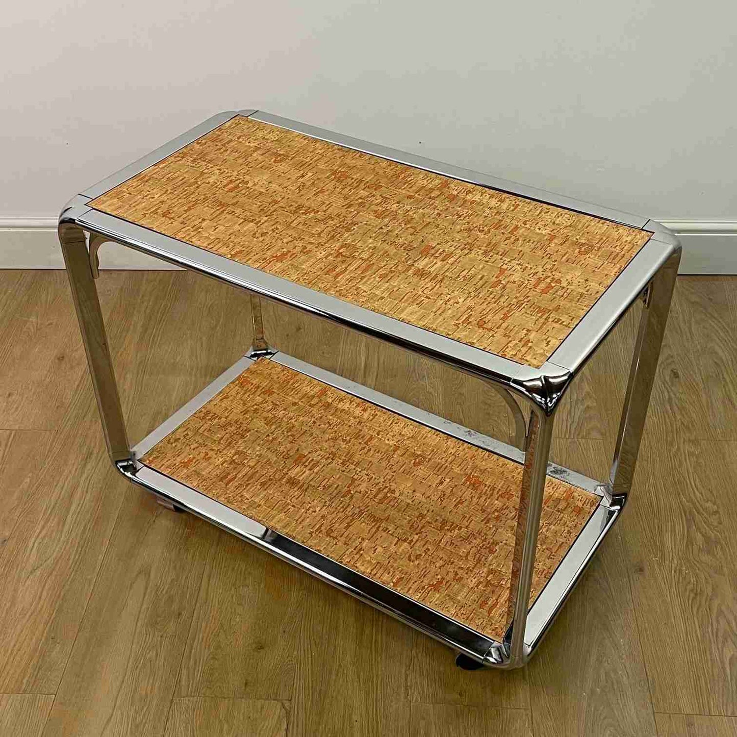 1970s Chrome trolley table with laminate top