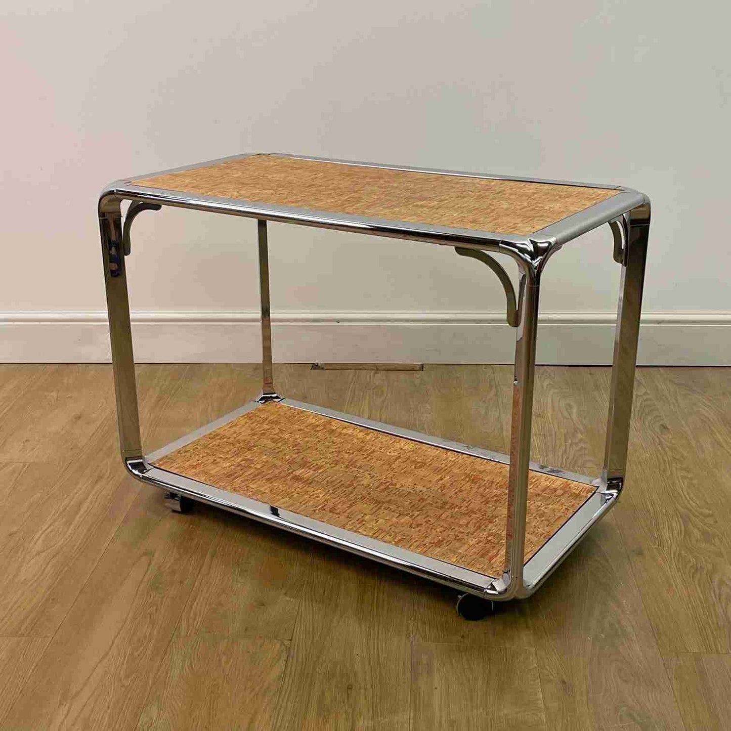 1970s Chrome trolley table with laminate top