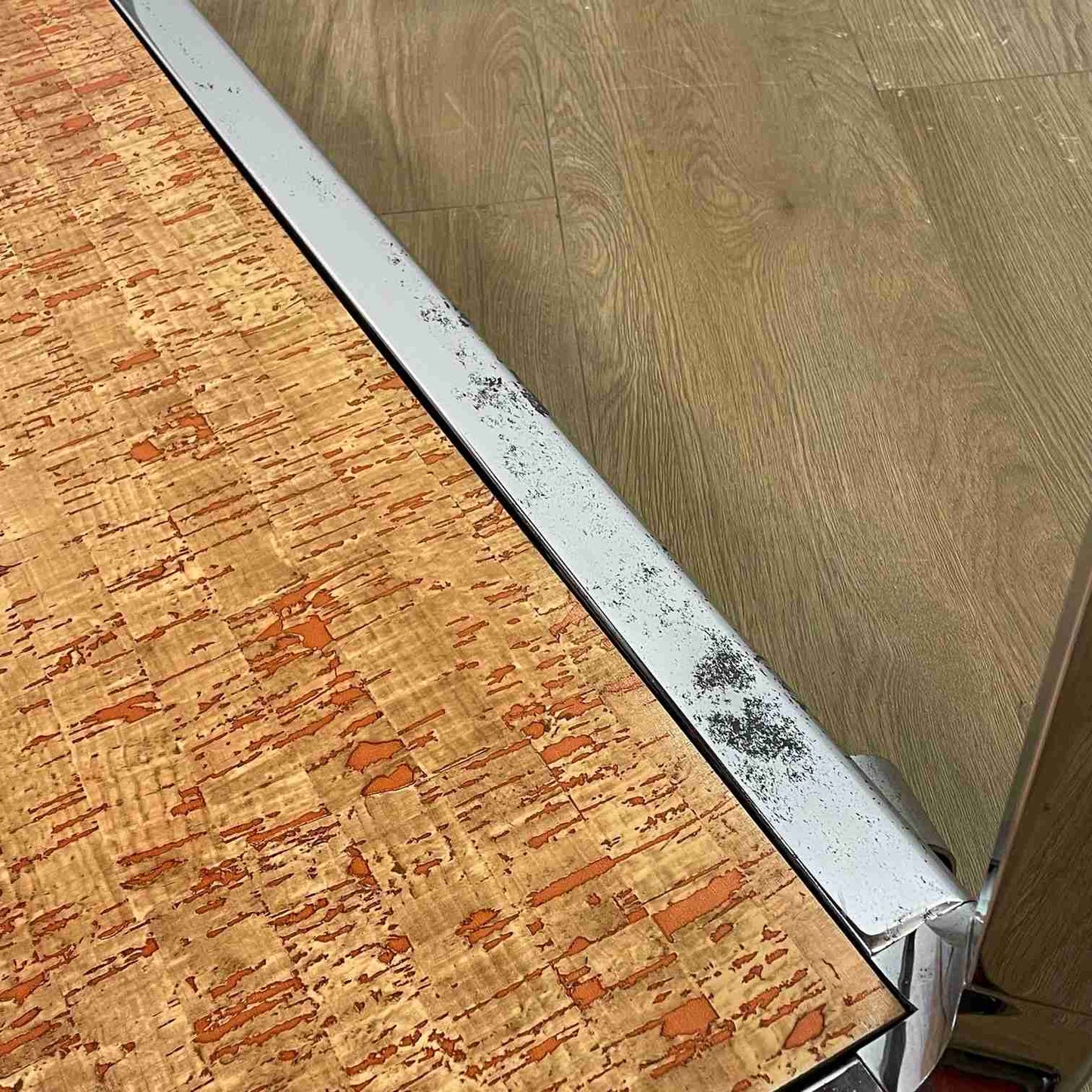 1970s Chrome trolley table with laminate top