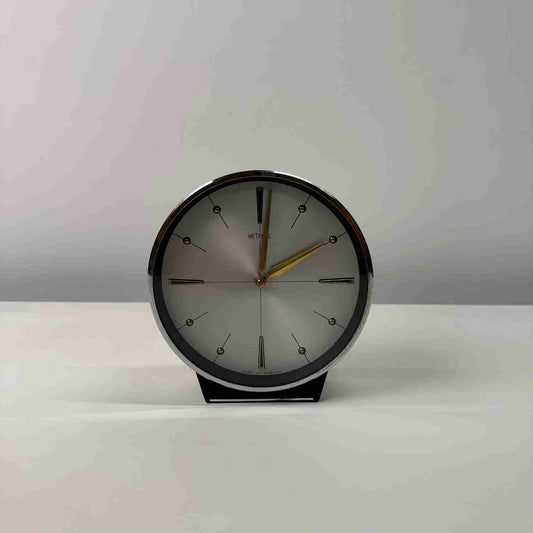 1960s brushed aluminium table clock by Metamec