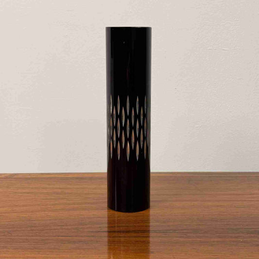 60s black anodised cylindrical vase by Conrah