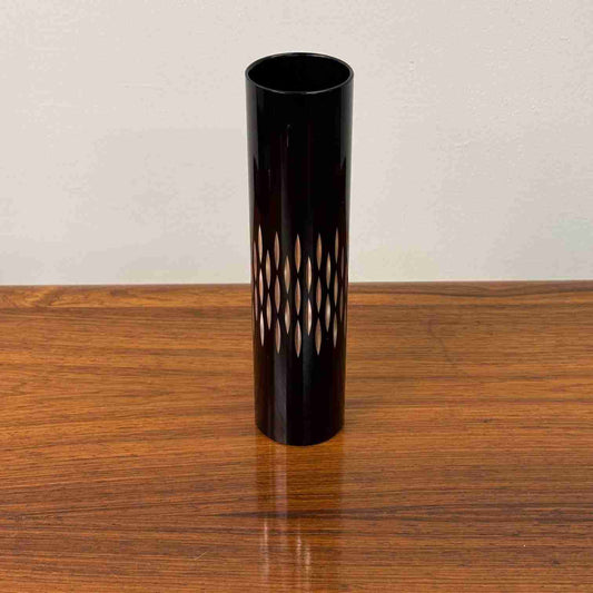 60s black anodised cylindrical vase by Conrah