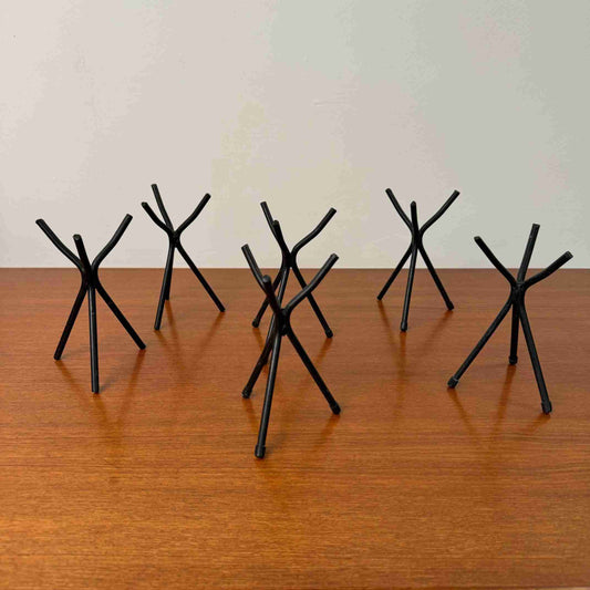 Black metal tripod cradle candle holders