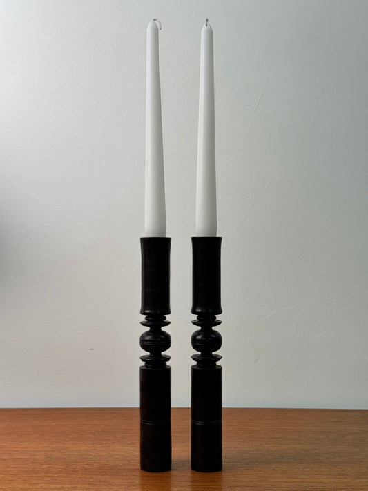 Vintage hardwood turned candlesticks