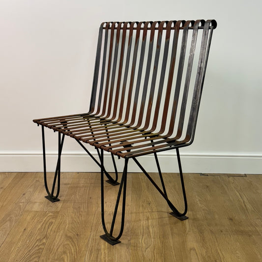 Vintage slatted steel bench