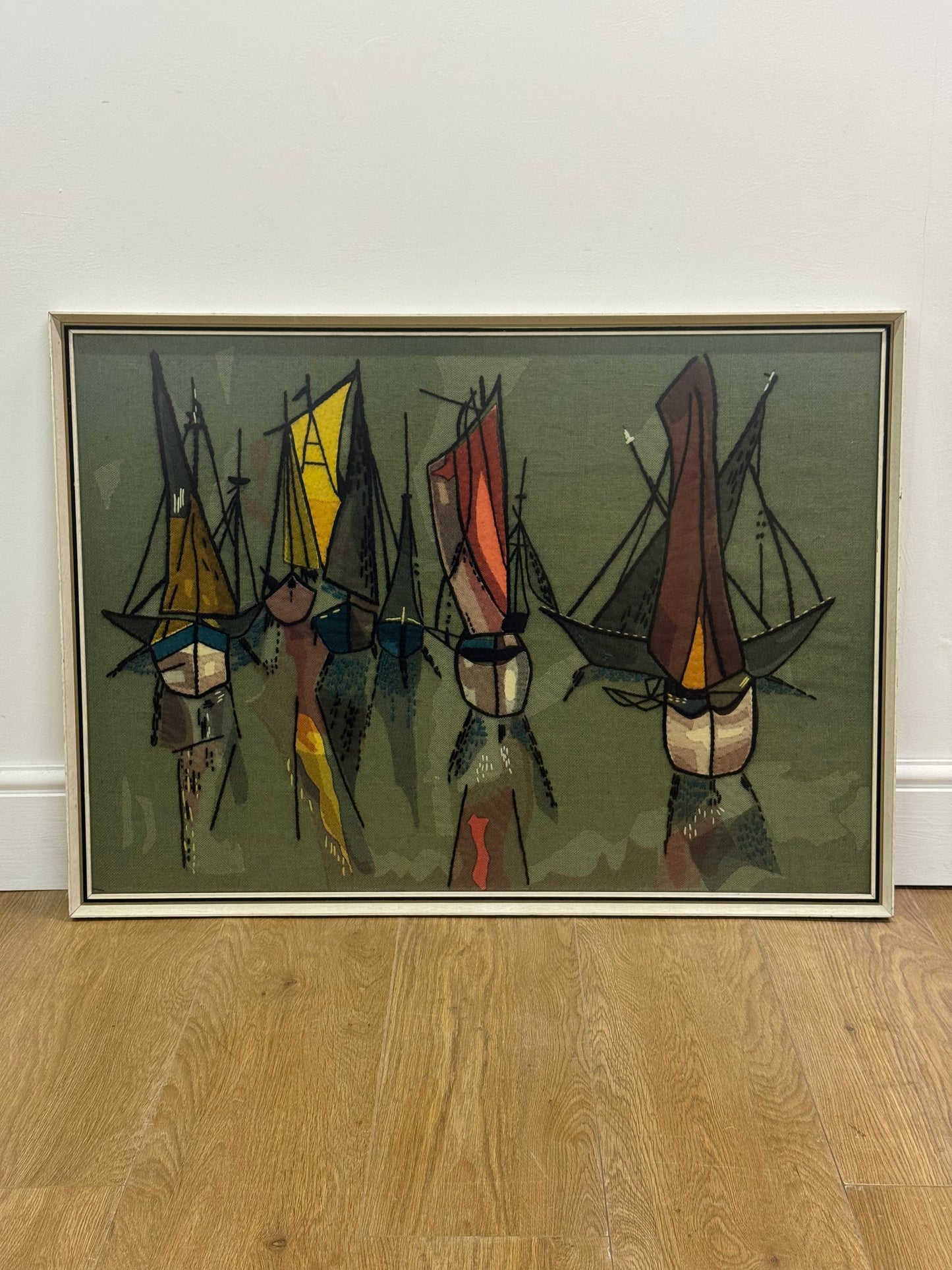1960s tapestry picture of sailing boats