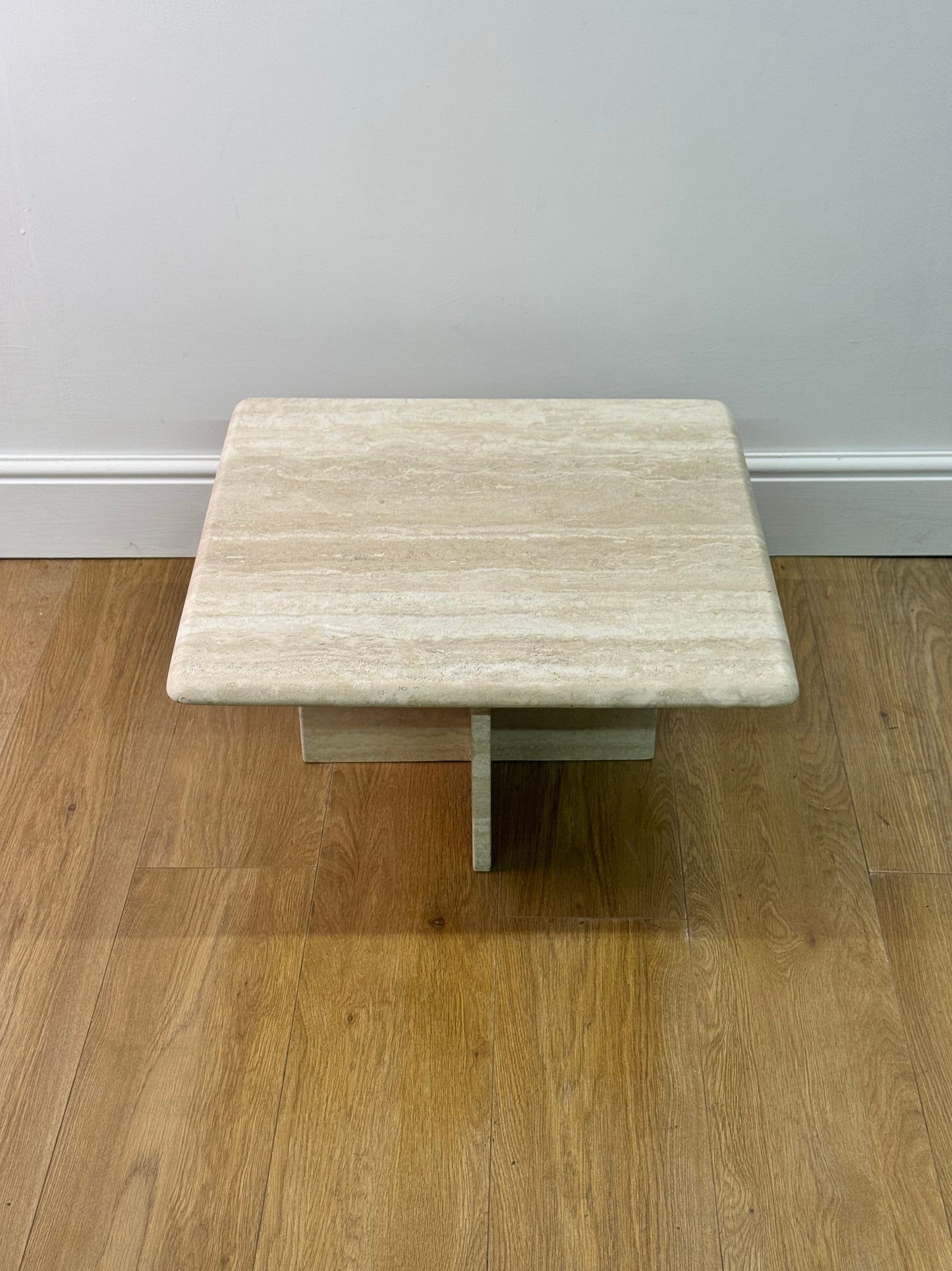 1980s Travertine marble small coffee table