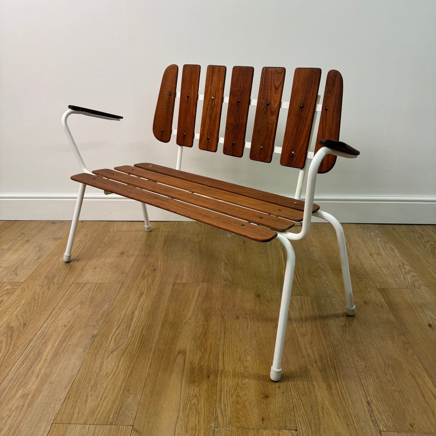 1960s Swedish teak slatted bench