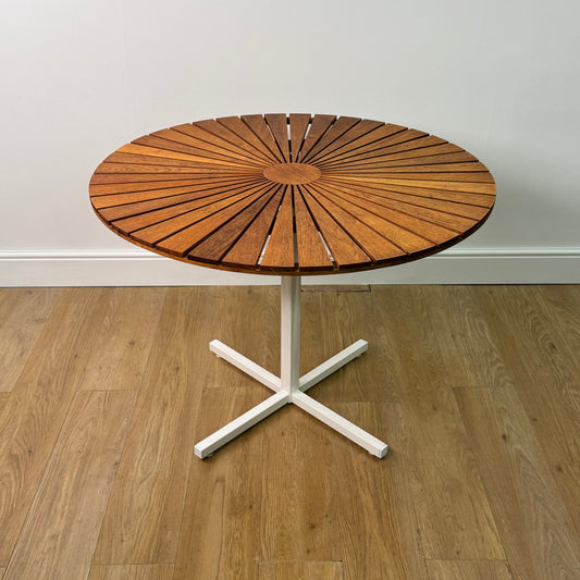Teak Sunburst garden table by Daneline Denmark 1970s