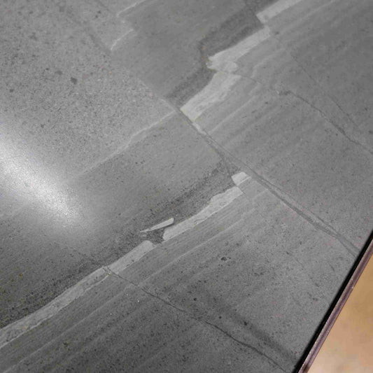 1960s green marble top coffee table on black steel legs