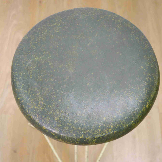 Vintage 1950s adjustable wood and metal 3 leg stool