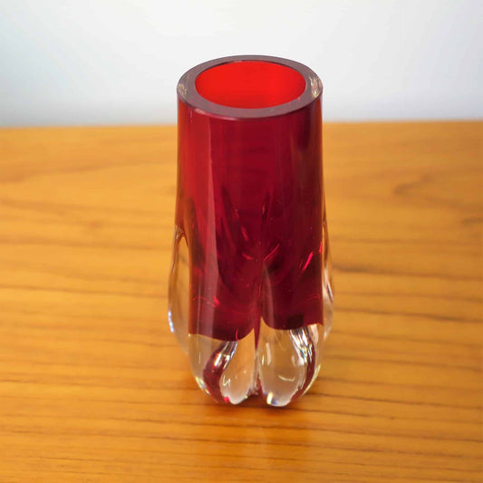 Whitefriars small ruby lobed vase