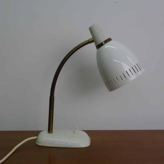 1950s white adjustable gooseneck desk lamp