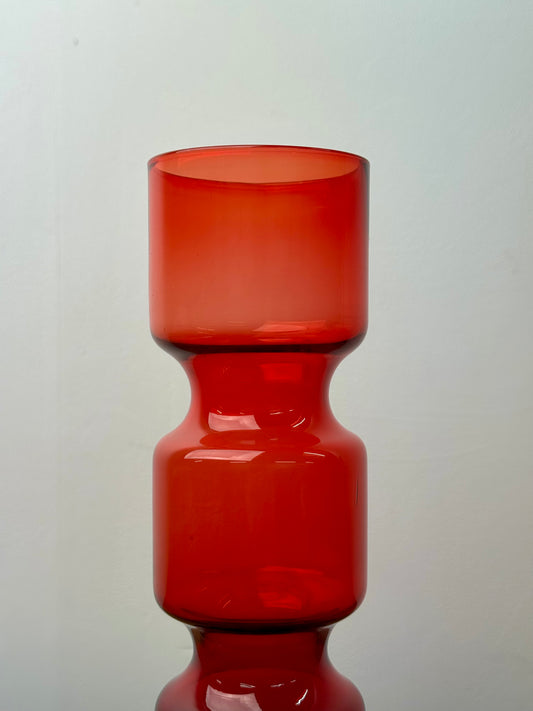 Tall Red glass vase by Bo Borgstrom for Aseda Sweden
