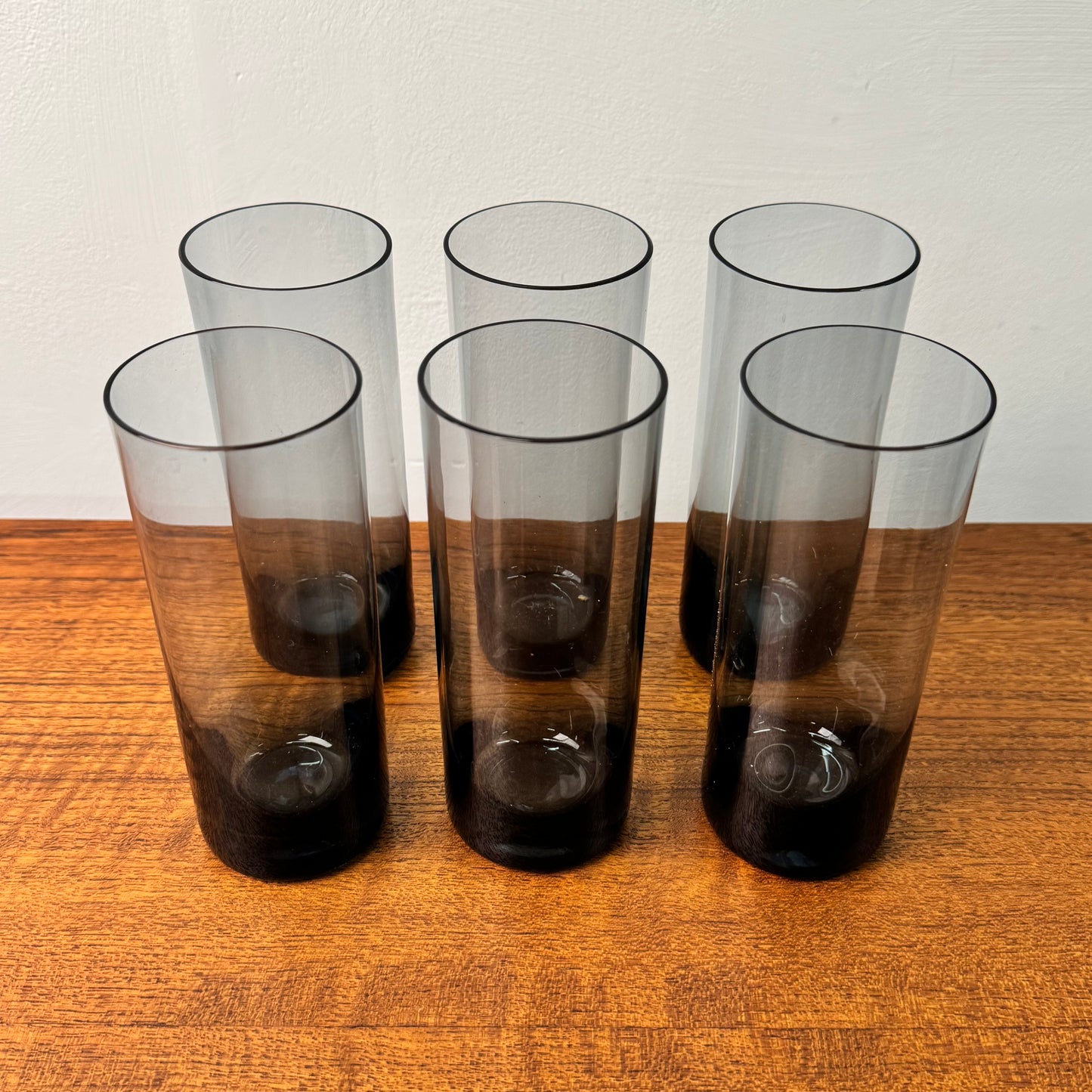 1960s thin walled grey drinking glasses