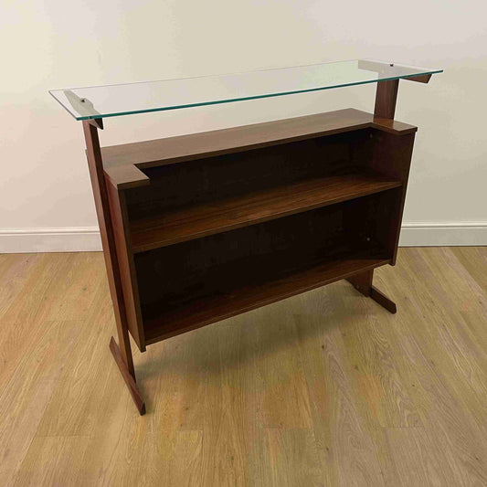 1960s teak bar with glass top
