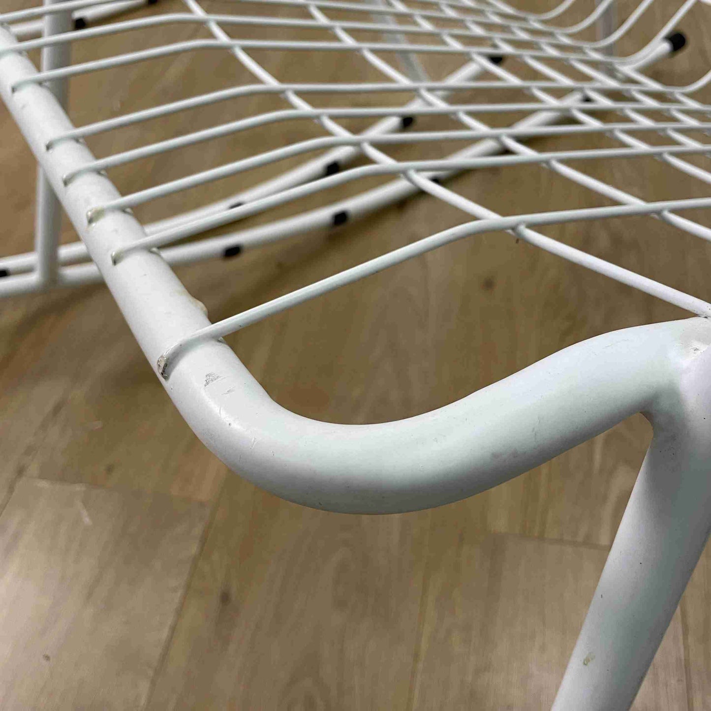 1960s white wire garden rocking chair lounger