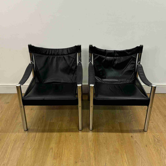 1970s leather safari chairs by Johanson design Sweden