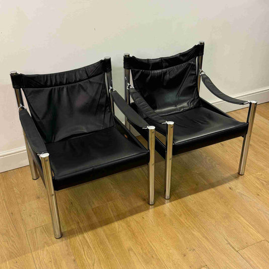 1970s leather safari chairs by Johanson design Sweden