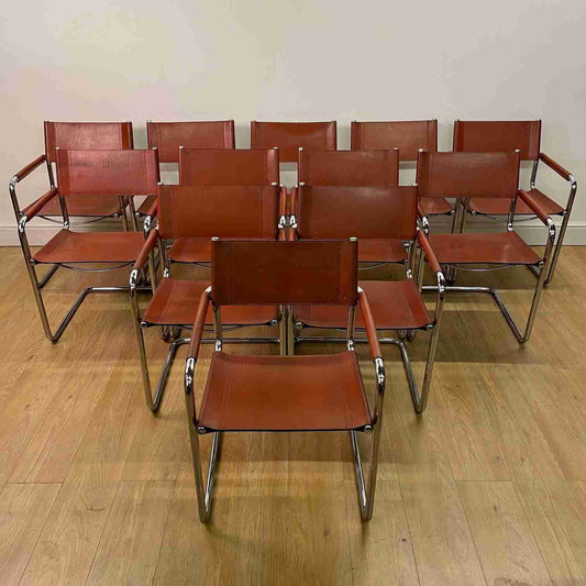 6 x chrome & leather chairs for Jox Interni Italy