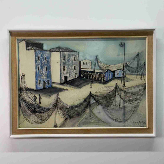 Coastal village with fishing nets by Brigitte Heiliger Kramm