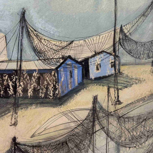 Coastal village with fishing nets by Brigitte Heiliger Kramm