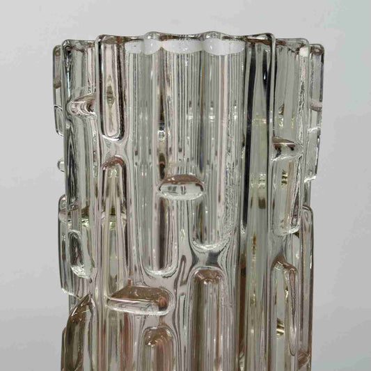 1970s moulded glass Op Art vase by Hermanova Hut