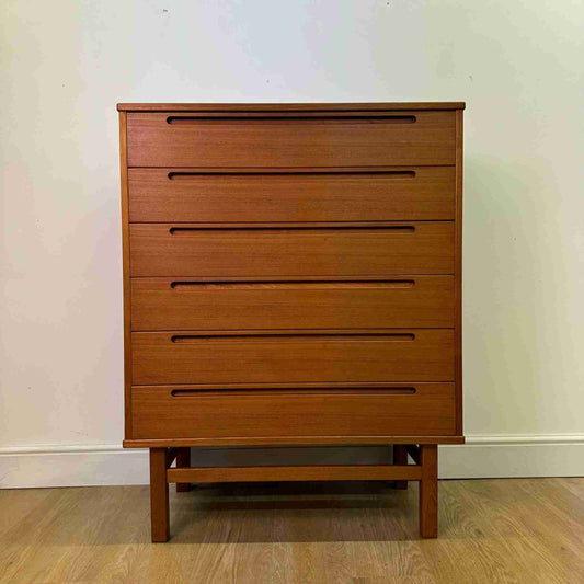 Tall teak chest of drawers by Nils Jonsson