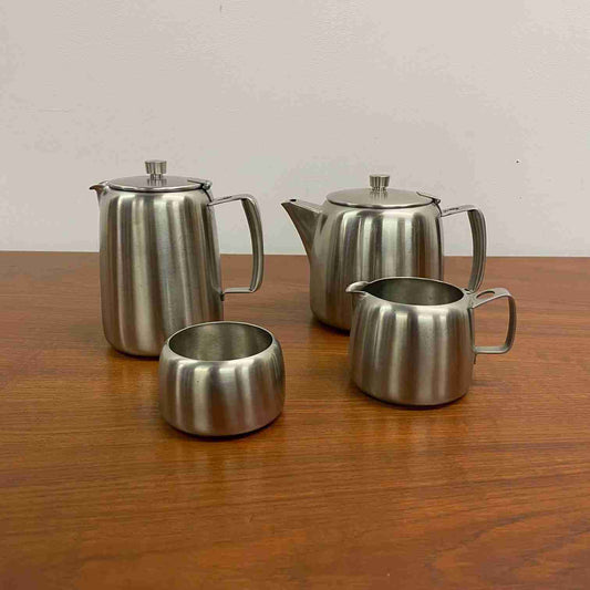 Rare 4 piece stainless steel tea set for Old Hall