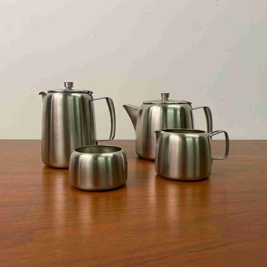Rare 4 piece stainless steel tea set for Old Hall
