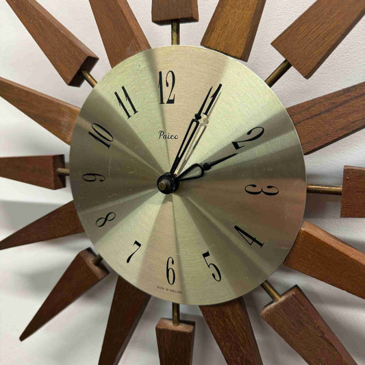 Vintage 1970s starburst clock by Paico