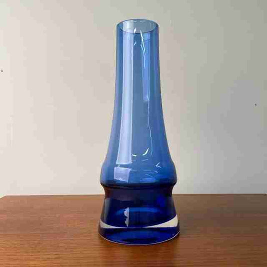 Blue glass vase by Aimo Okkolin for Riihimaki Finland