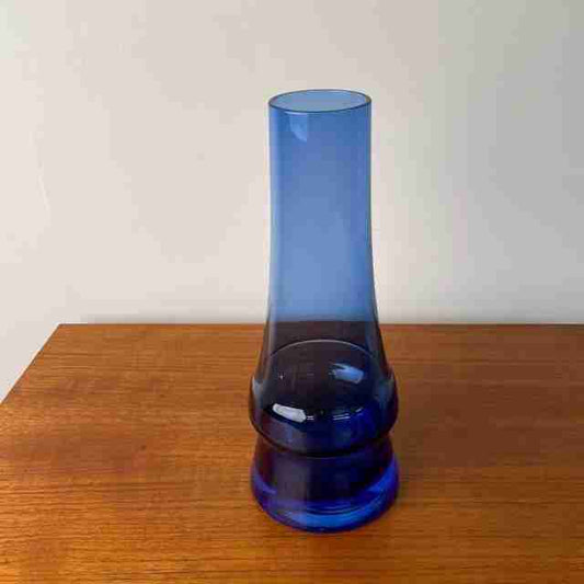 Blue glass vase by Aimo Okkolin for Riihimaki Finland