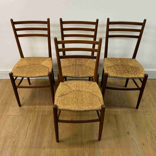 Set of 4 Italian 1960s teak dining chairs