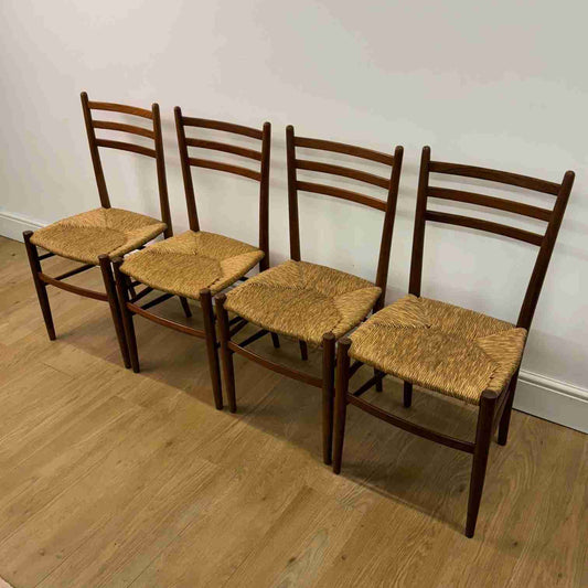 Set of 4 Italian 1960s teak dining chairs