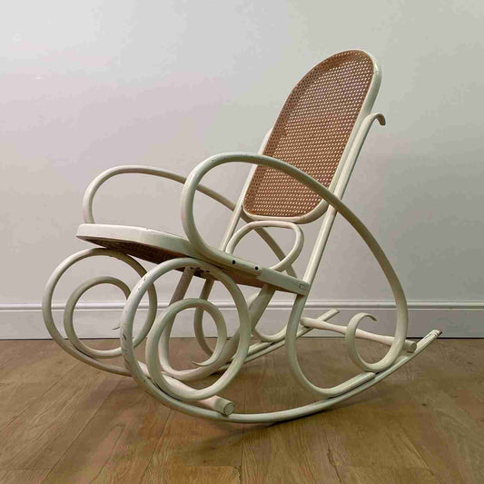 Thonet style white bentwood rocking chair