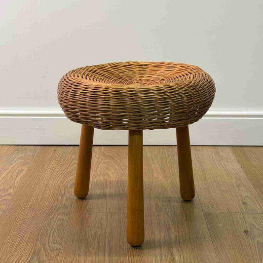 1950s wicker stool by Tony Paul