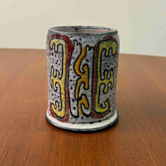 60s coloured glazed mug by Vallauris pottery France