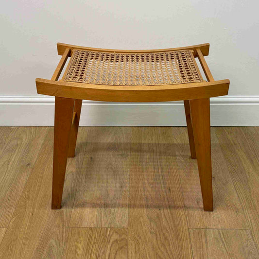 1950s wicker stool on splayed legs
