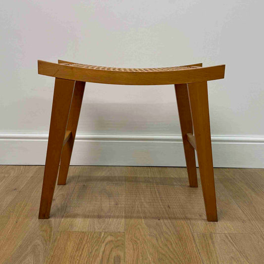 1950s wicker stool on splayed legs