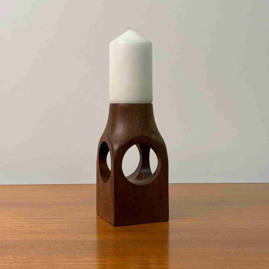 1960s wood candlestick