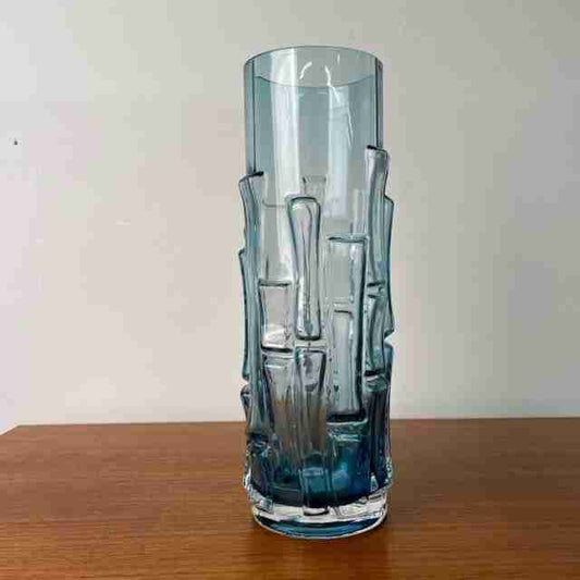 Grey glass bamboo vase by Bo Borgstrom for Aseda Sweden